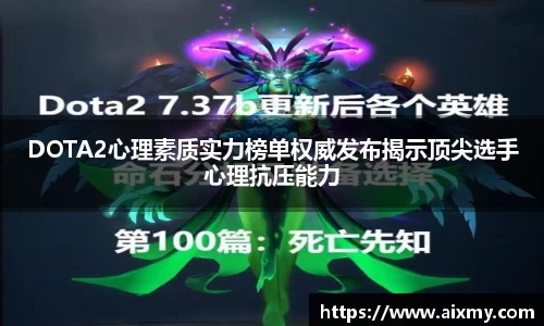 DOTA2心理素质实力榜单权威发布揭示顶尖选手心理抗压能力